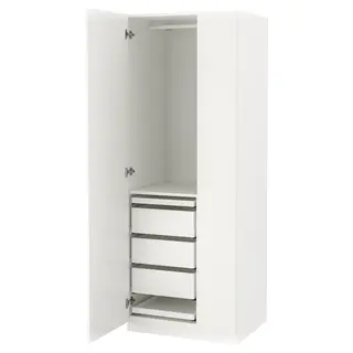 PAX / FORSAND wardrobe combination, white/white, 75x60x201 cm