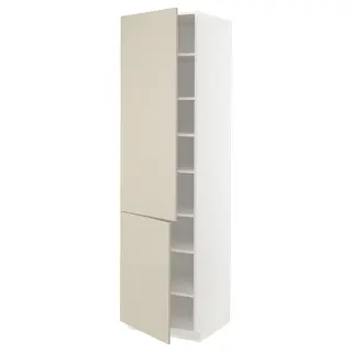 METOD high cabinet with shelves/2 doors, white/Havstorp beige, Width 60.0 x Depth 61.6 x Height 228.0 cm