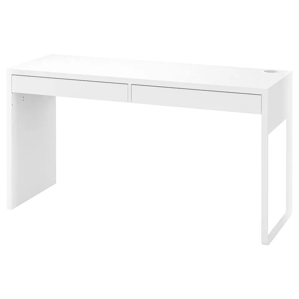 MICKE desk, dual workspace, two drawers, cable management.
