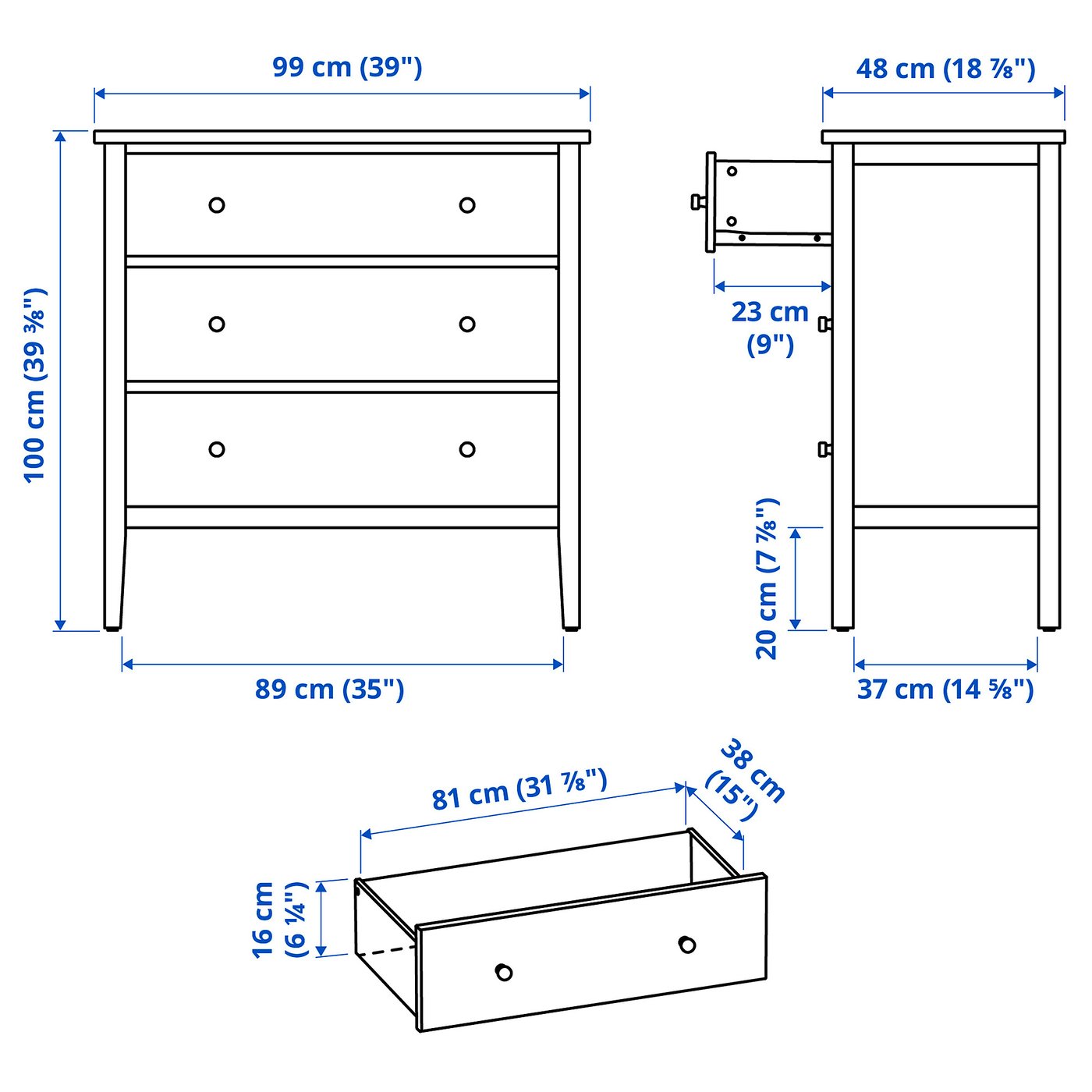 Illustration with measurements for the product: GULLABERG.