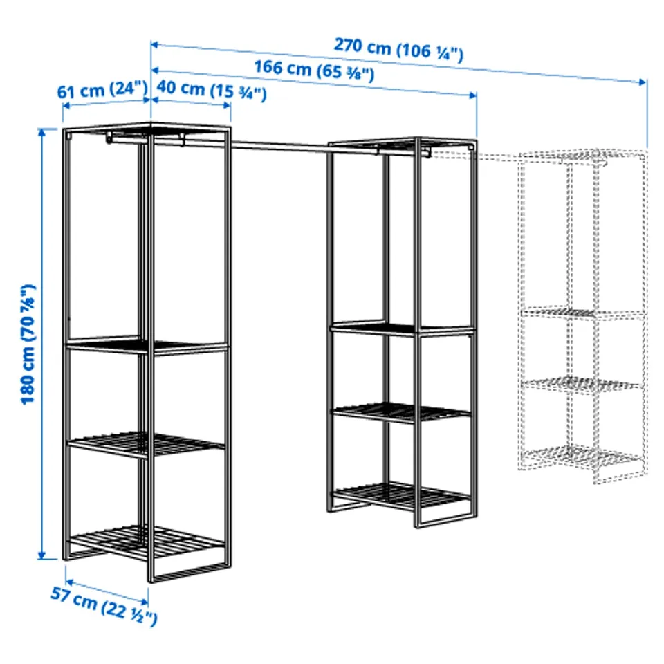Illustration with measurements for the product: JOSTEIN.