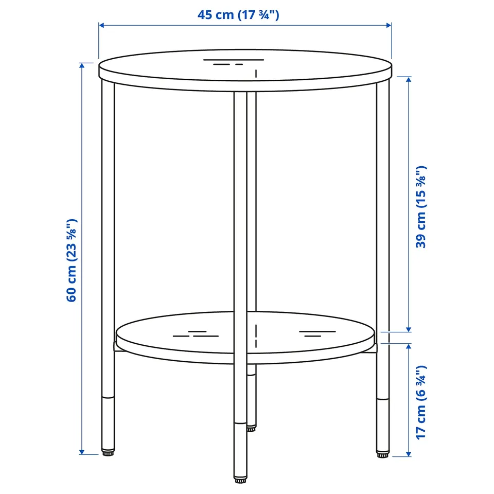 Illustration with measurements for the product: ÄSPERÖD.