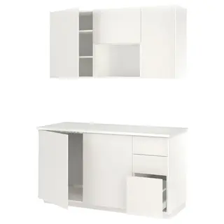 METOD kitchen, white/Veddinge white, 170x60x227 cm
