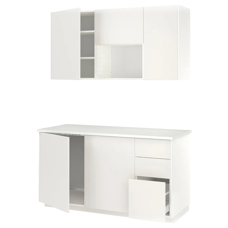 METOD Kitchen, white/Veddinge white, 170x60x227 cm