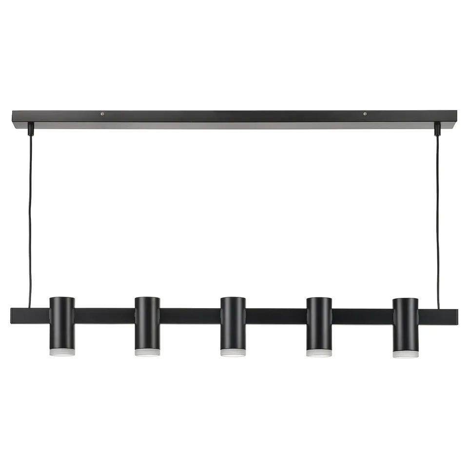 KRANSALG Pendant lamp with 5 lamps, black, 113 cm