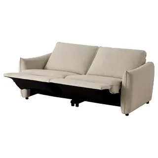 SAXVALLEN 2 seat sofa w 2 electr recliners, Axvall beige/white, Width 202 x Depth 96 x Height 96 cm