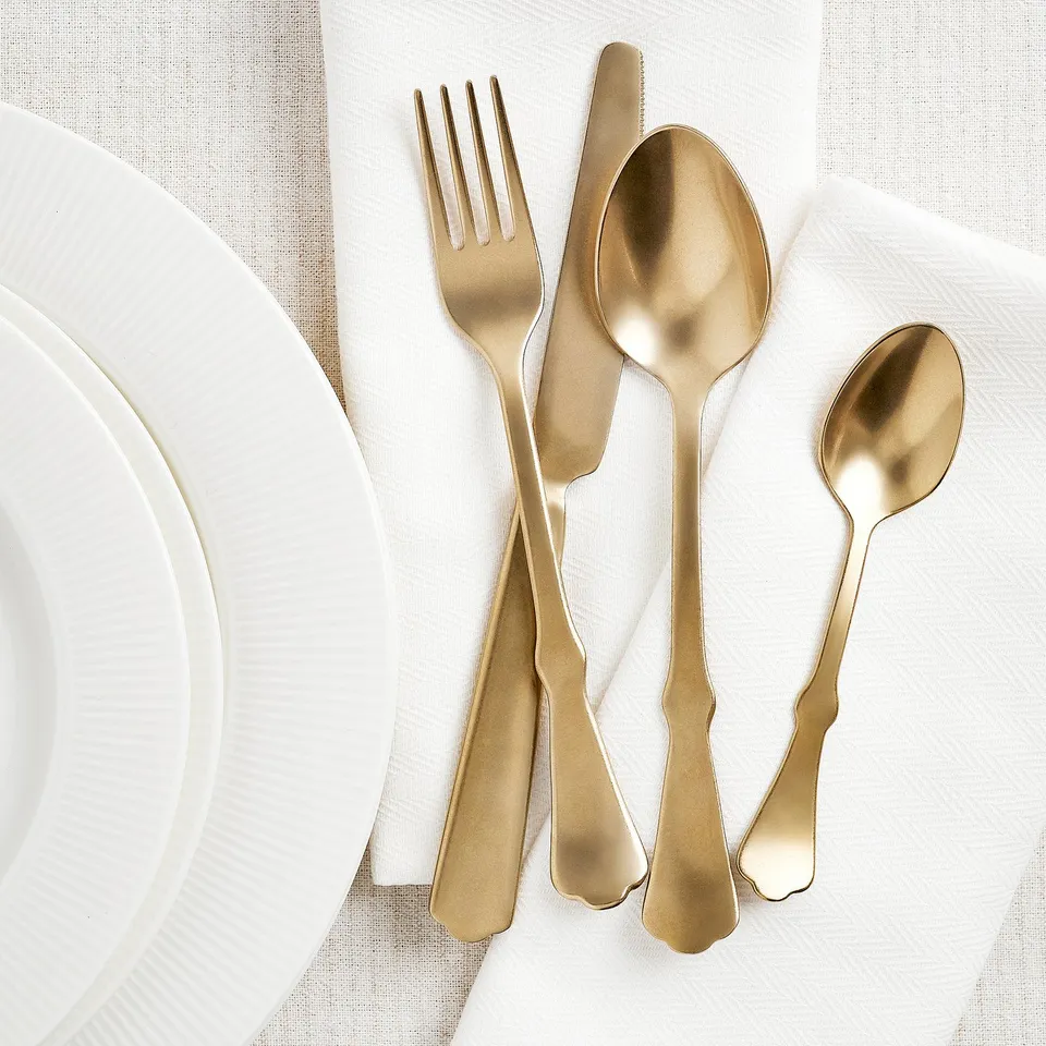 NATTKLOT 24-piece cutlery set, gold-colour