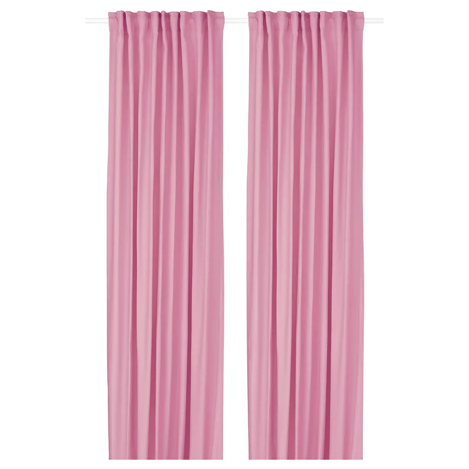 Pink curtains with rod pocket, polyester, privacy, anti-glare.