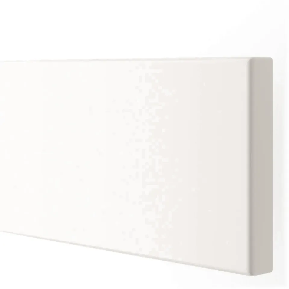 Sleek white kitchen cabinet door, smooth and seamless, part of VEDDINGE series, known for durability and modern design.