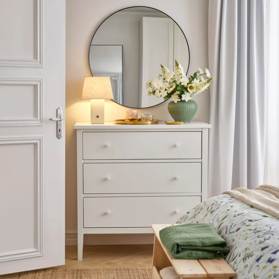 GULLABERG Chest of 3 drawers, white/anchor/unlock-function, 99x48x100 cm
