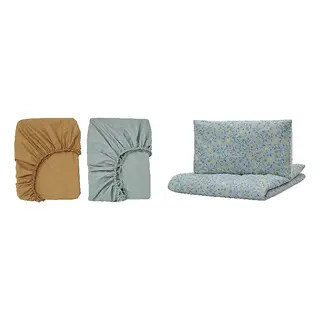 GULDVÄVARE set: fitted sheet for cot + duvet cover 1 pillowcase for cot
