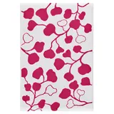 PERSIKOTRÄD rug, flatwoven, pink/leaf pattern, 60x90 cm