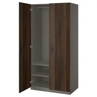 PAX / STORKLINTA wardrobe combination, dark grey/dark brown stained oak effect, Width 100.0 x Depth 60.0 x Height 201.2 cm