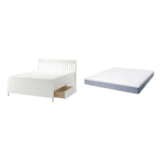 IDANÄS/VALLBERGET Bed with 21cm thick mattress, coir, pocket sprung, super firm