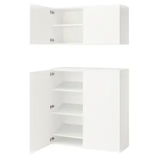 PLATSA storage combination with doors, white Fonnes/white, Width 121.6 x Depth 41.8 x Height 220.0 cm