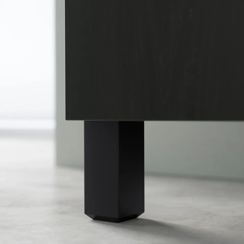 Black BESTÅ tv unit with hexagonal legs