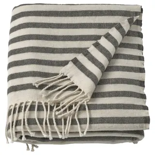 LIVVAKT throw, off-white grey/striped, 130x170 cm