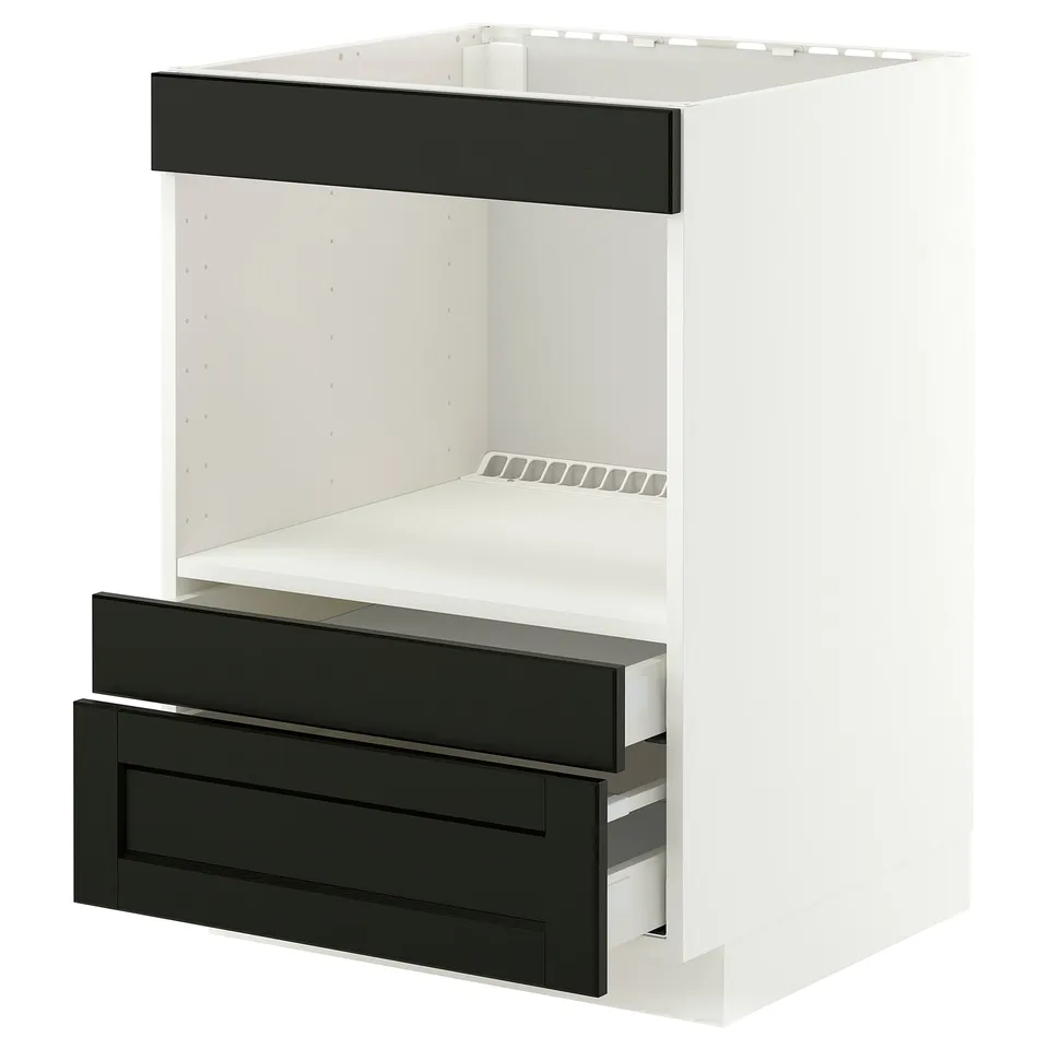 METOD / MAXIMERA Base cabinet f built-in appliances, white/Lerhyttan black stained, 60x60x80 cm