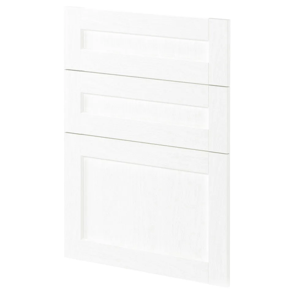 METOD white kitchen cabinet with grain texture, rectangular shape, fiberboard material.