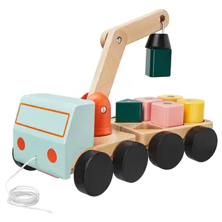 UPPSTÅ crane with blocks, multicolour/beech