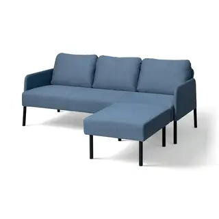GLOSTAD 3-seat sofa with chaise longue, Knisa medium blue, Depth 78 x Height 68 x Width 171 cm