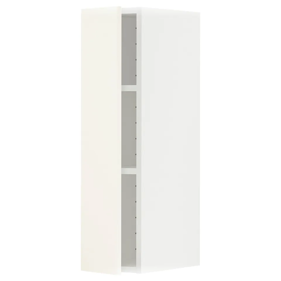 White METOD kitchen cabinet with vallstena fronts, rectangular.