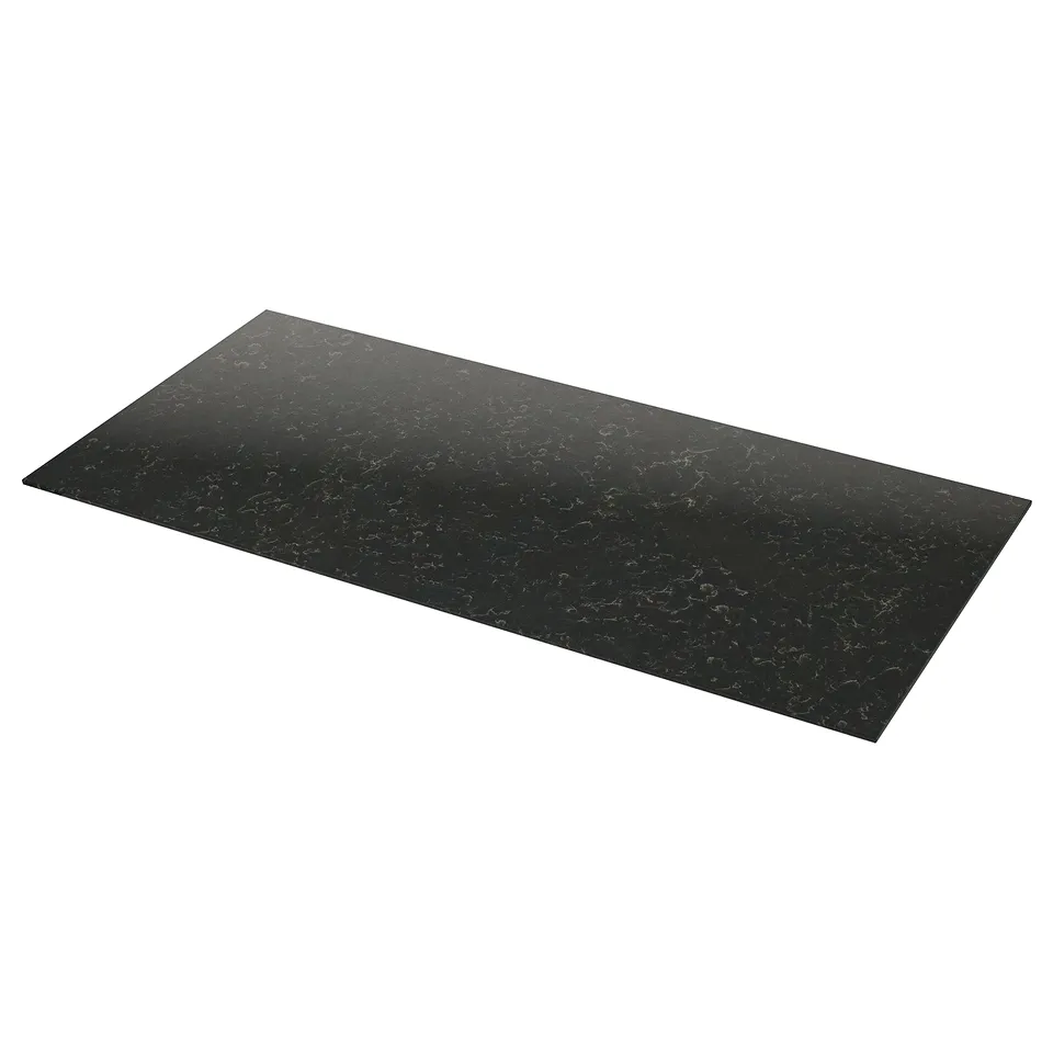 LOCKEBO Custom made worktop, black marble effect/glass composite, 1 m²x2.0 cm