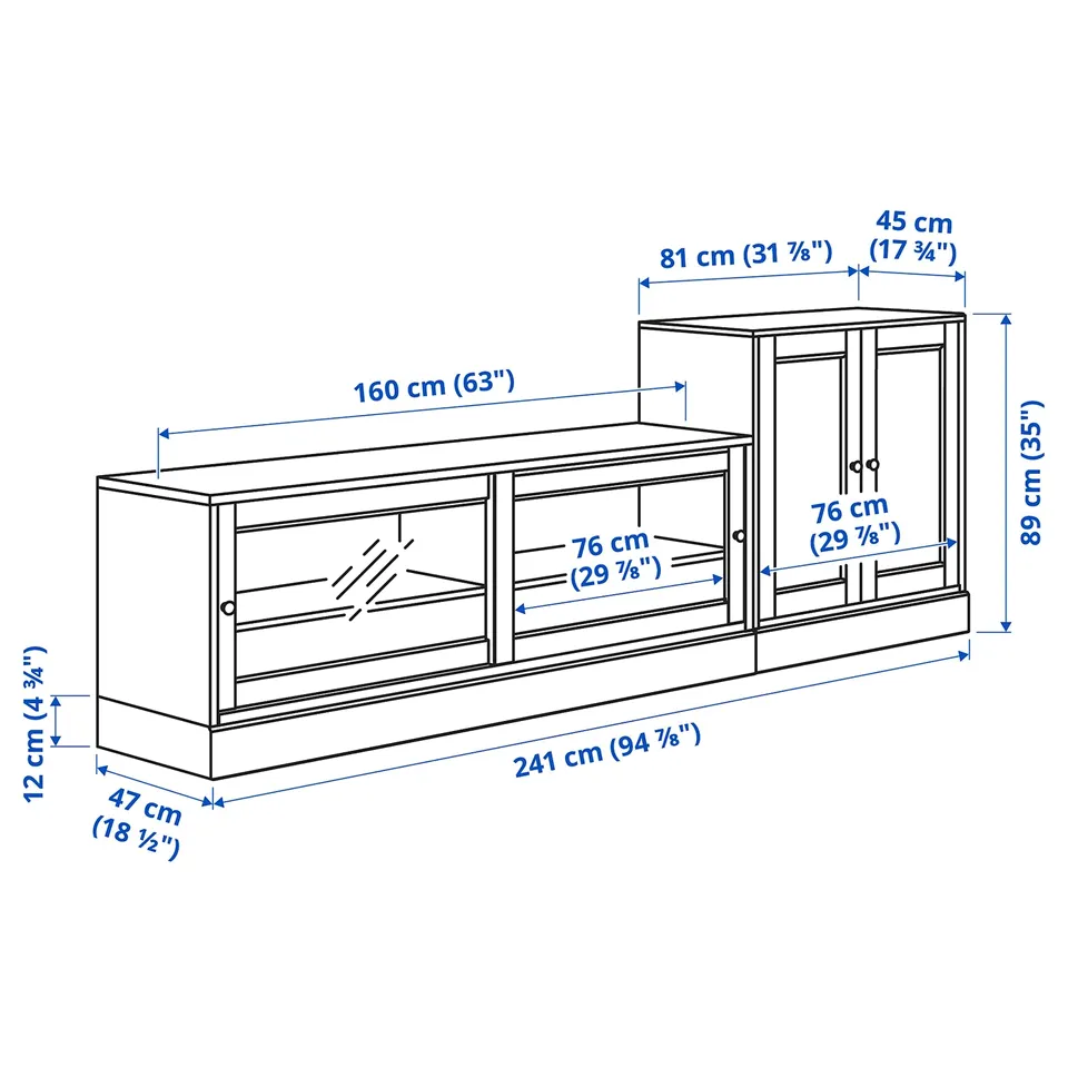 Illustration with measurements for the product: HAVSTA.
