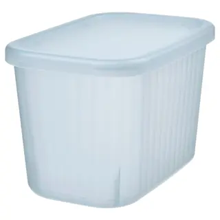 RYKTA storage box with lid, transparent grey-blue, 12x18x12 cm/1.5 l
