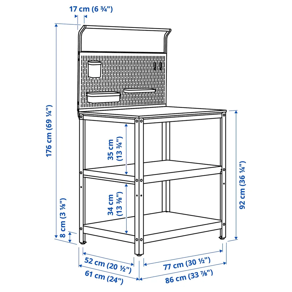 Illustration with measurements for the product: GRILLSKÄR.