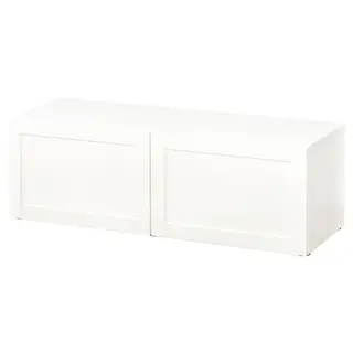 BESTÅ shelf unit with doors, white/Hanviken white, 120x42x38 cm