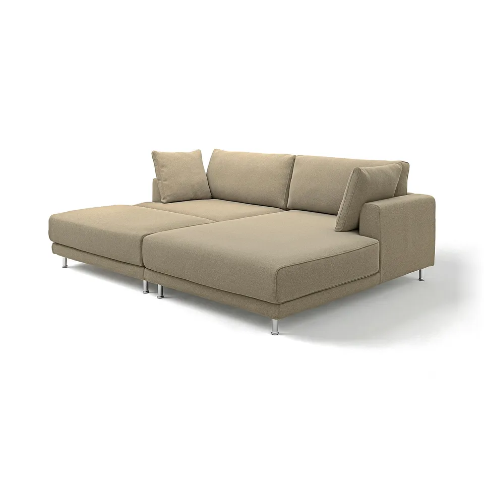 UPPÅKRA beige sectional sofa. Modern, comfort-focused design with oversized cushions and slim metal legs. Ideal for relaxation and family time.