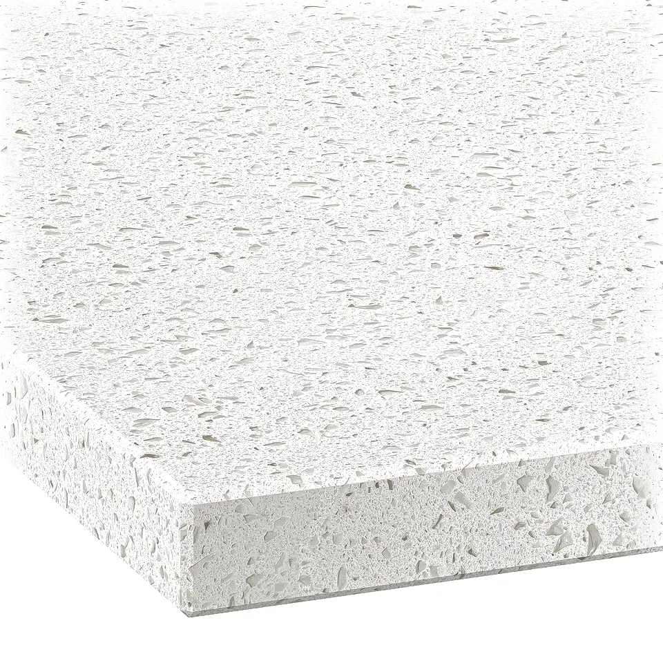 LOCKEBO Custom made worktop, off-white lively/mineral effect glass composite, 1 m²x4.0 cm