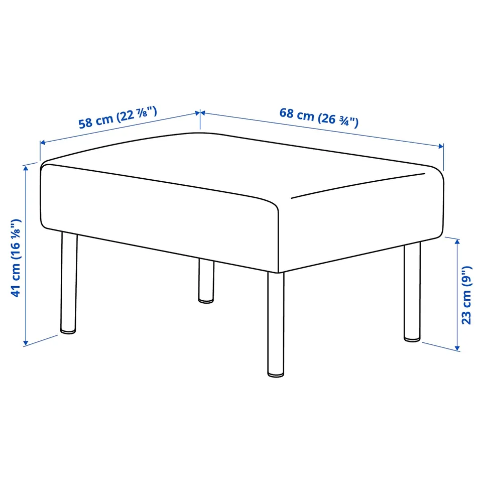 Illustration with measurements for the product: GLOSTAD.