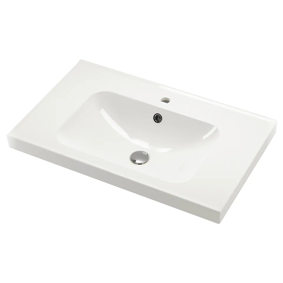 ORRSJÖN white ceramic basin, sleek, modern, easy to clean