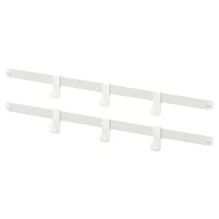 HJÄLPA 2 suspension rails + 6 hooks, white, Width 53.8 x Depth 36 x Height 13 cm