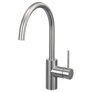 SALLSJÖN kitchen mixer tap single side lever, stainless steel colour, Height 358 mm