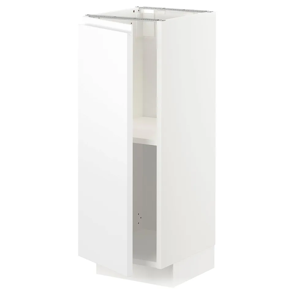 White METOD kitchen cabinet; modern & minimalist design, sturdy, adjustable shelves.