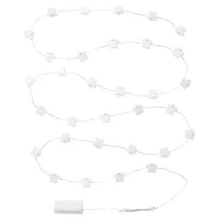KUSTFYR LED lighting chain with 32 lights, ghost/battery-operated white