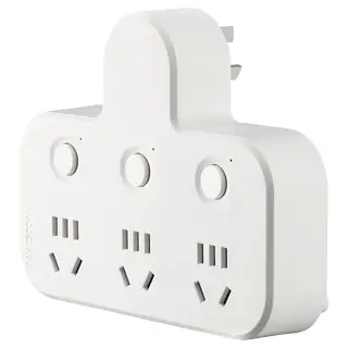 KOPPLA 3-way adaptor plug with 3 switches, Length 146 x Width 118 x Height 37 mm