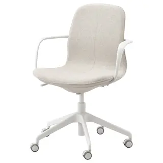 LÅNGFJÄLL conference chair with armrests, Gunnared beige/white, Width 68 x Depth 68 cm
