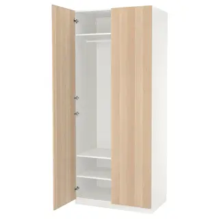 PAX / FORSAND wardrobe, white/white stained oak effect, 100x60x236 cm