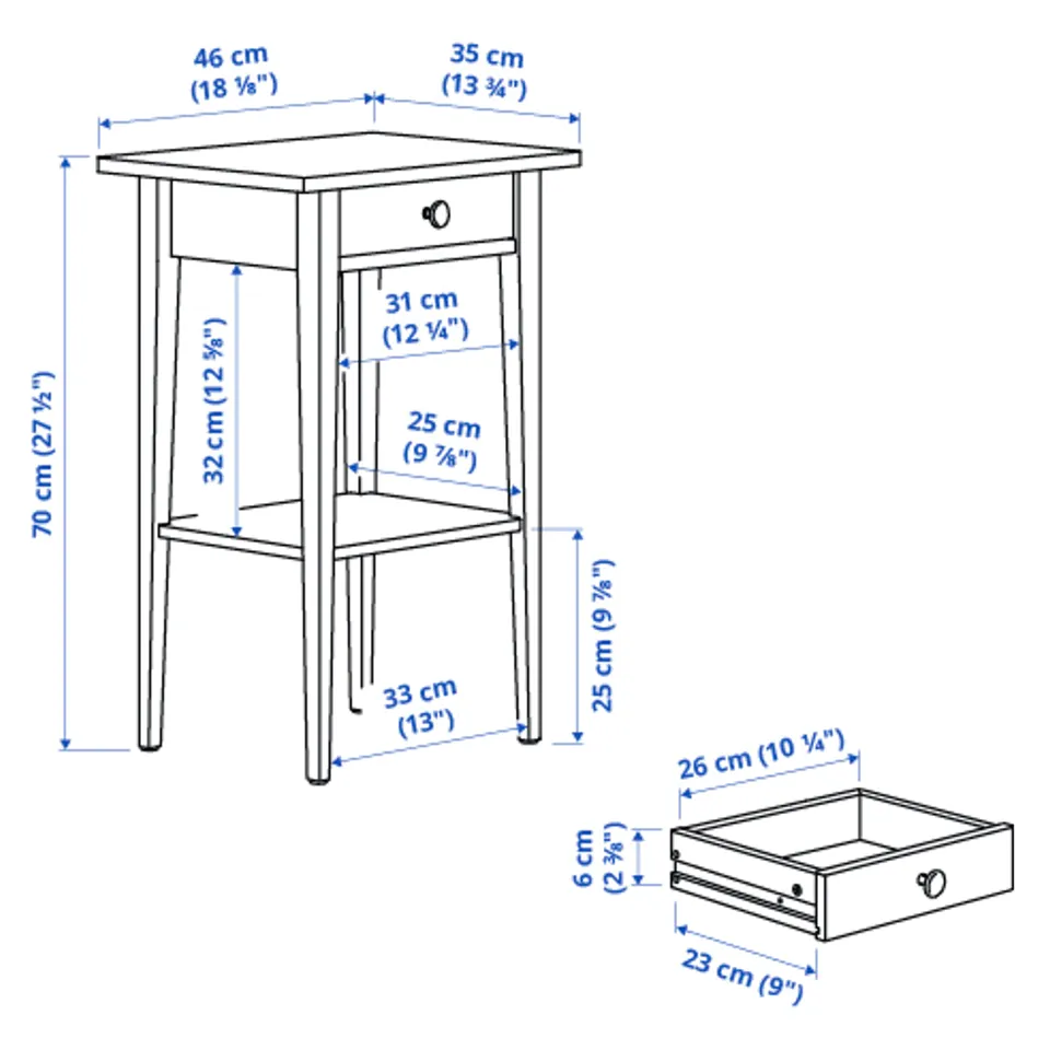 part: HEMNES bedside table