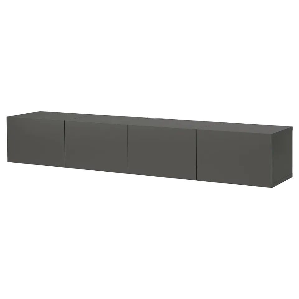 BESTÅ TV bench with doors, dark grey/Lappviken dark grey, 240x42x38 cm