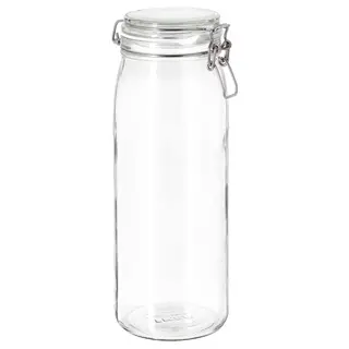 KORKEN jar with lid, clear glass, 2 l