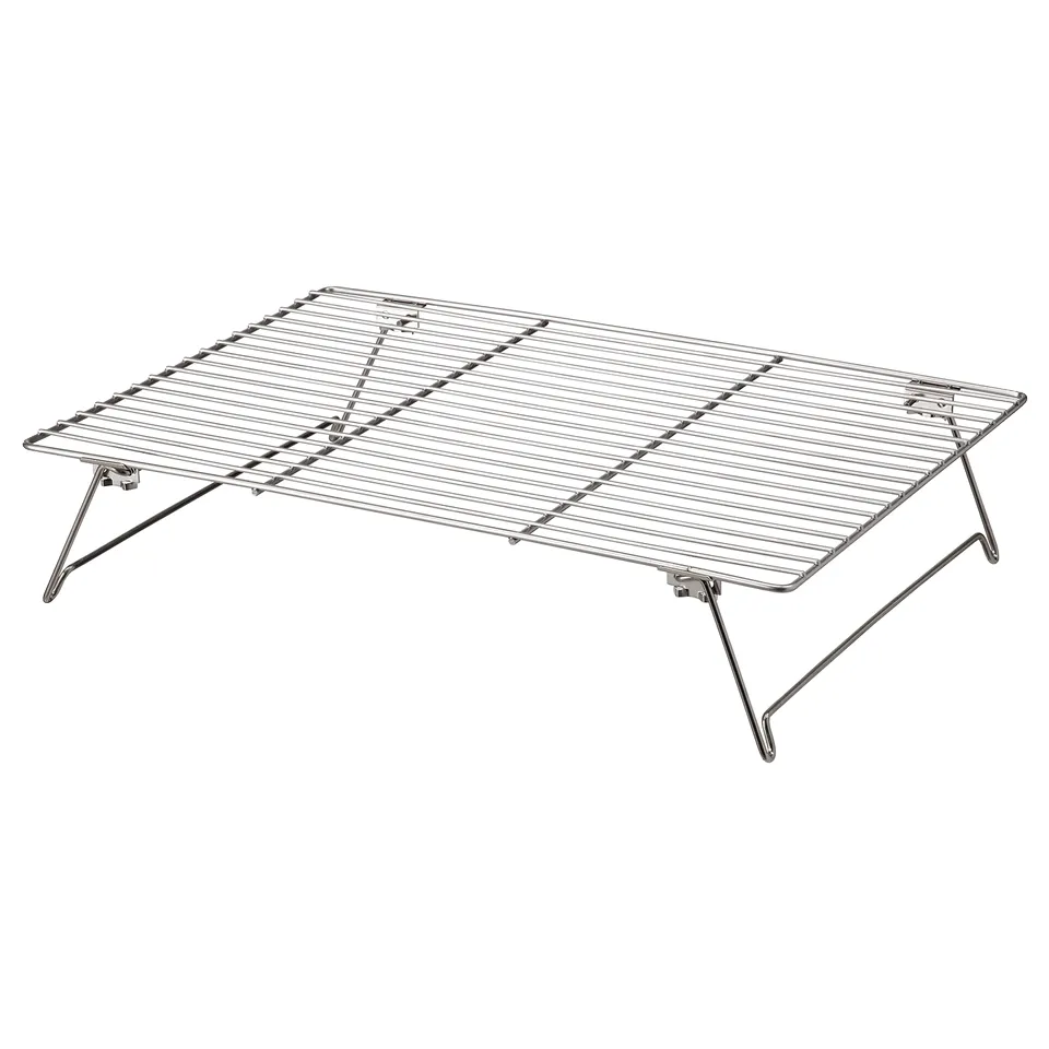 LÄTTBAKAD: silver, rectangular, foldable cooling rack, stainless steel, wire mesh.