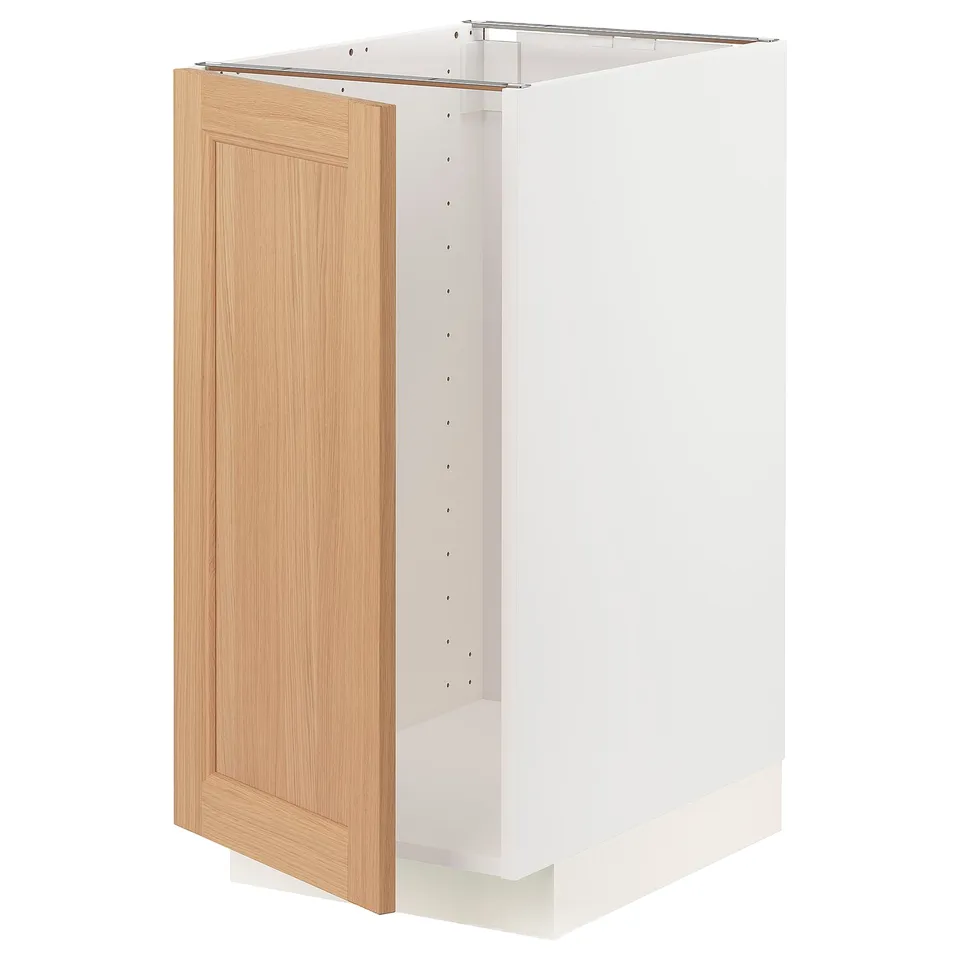 METOD kitchen cabinet in white & light oak. Single door, rectangular, modern design.