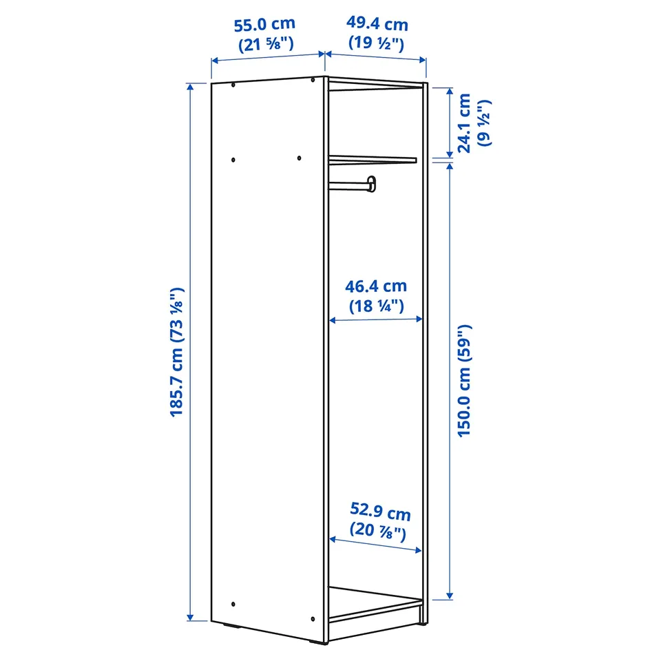 Illustration with measurements for the product: GURSKEN.
