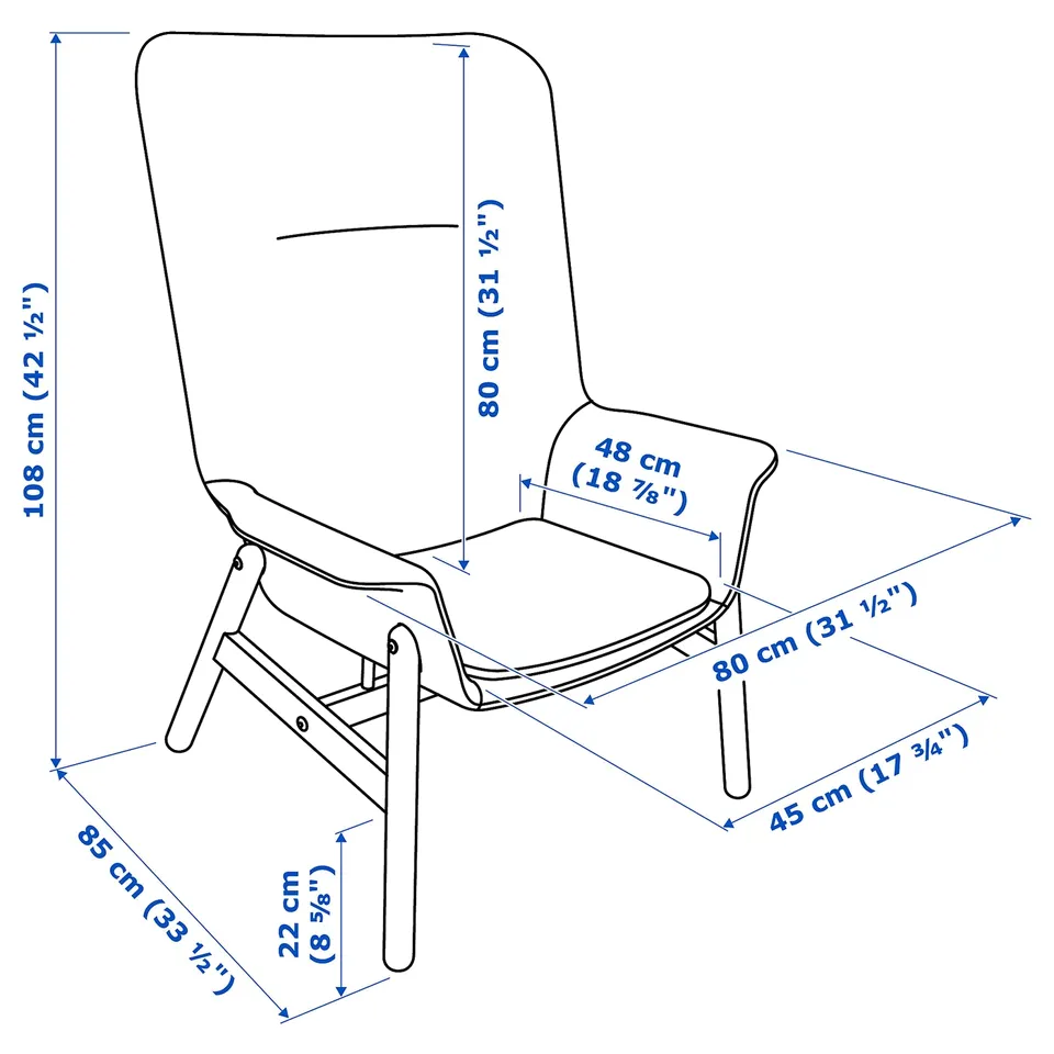 Illustration with measurements for the product: VEDBO.