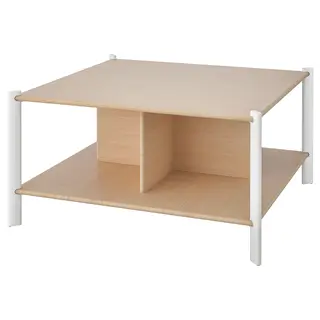 JÄTTESTA coffee table, white/light bamboo, Length 80 x Width 80 x Height 41 cm